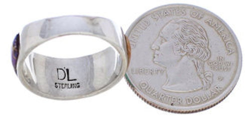 Sterling Silver Multicolor Inlay Jewelry Ring Size 7-1/4 UX35997